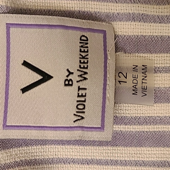 V BY VIOLET WEEKEND Women's Blue/White Striped Jumpsuit - Size 12 - Picture 10 of 15